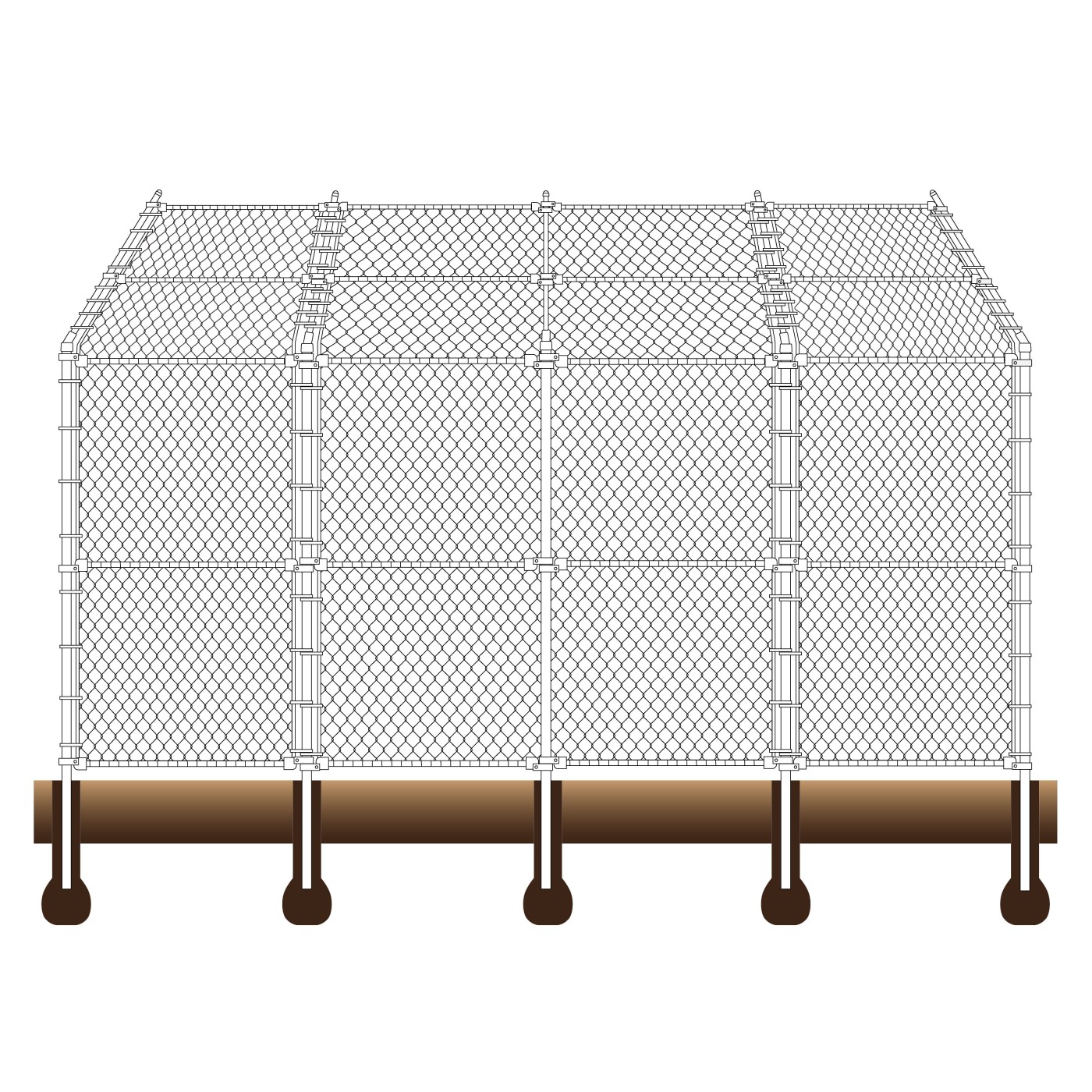 Baseball and Softball Field Steel Backstop Kit 15' High x 10' Wide x