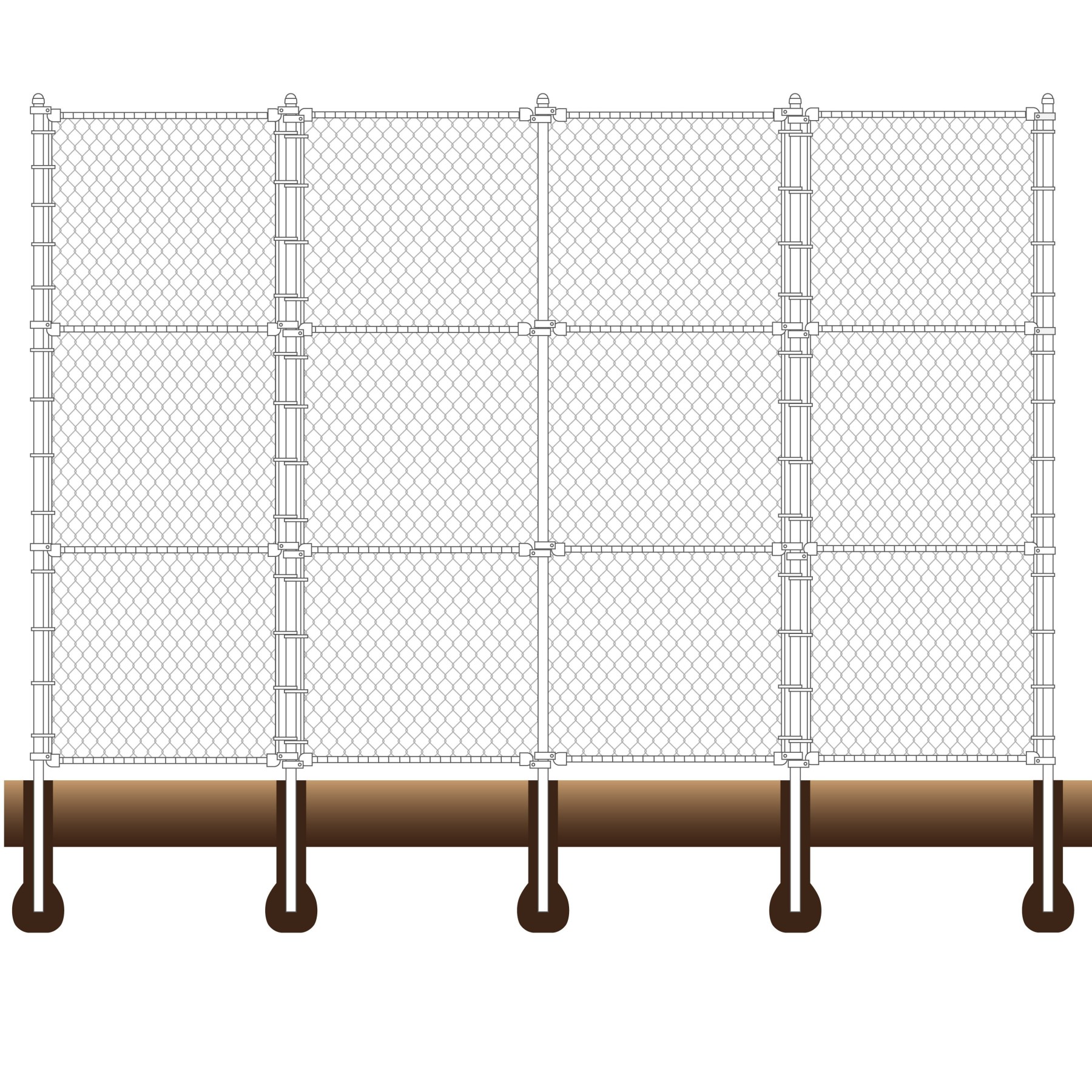 Baseball and Softball Field Steel Backstop Kit 15' High x 20' Wide x
