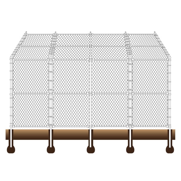 Baseball and Softball Field Steel Backstop Kit - 15' High x 20' Wide x 20' Wings with Canopy (Galvanized) - Example Shown (Not To Scale)