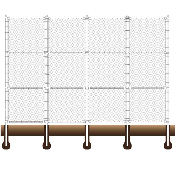 Baseball Fence Backstop Kit 15' High x 20' Wide x 10' Wings Straight - Image Drawing Shown As Example