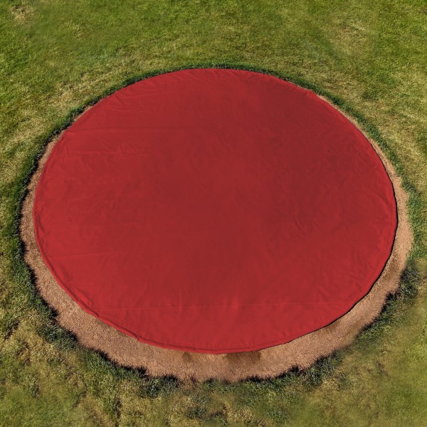 FieldSaver Endurcoat 10' Round Rain Spot Cover with 5 Stakes (18 oz Vinyl)  Red