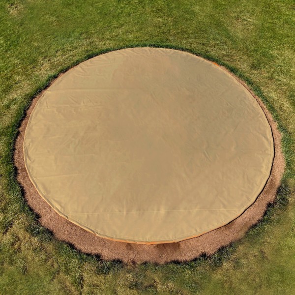 FieldSaver Endurcoat 26' Round Rain Spot Cover with 9 Stakes (18 oz Vinyl)  Tan