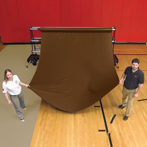 GymGuard 15' x 100' 22oz Heavy-Duty Vinyl Gym Floor Cover - Brown & Tan