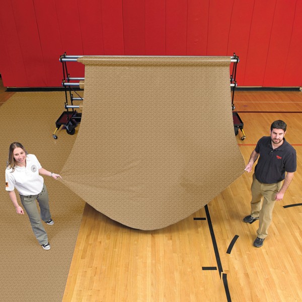 100ft L x 10ft W GymGuard Plus Temporary Non-Slip Vinyl Gym Floor Cover | 27oz - Tan