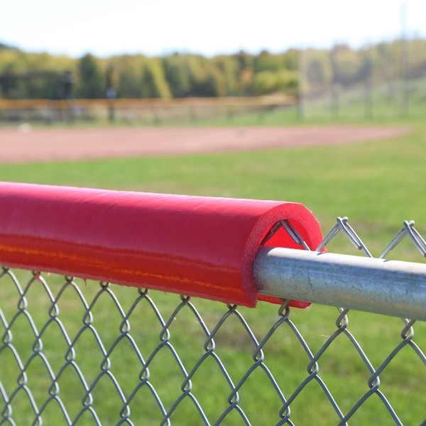 SafeFoam 8' Long Premium Tough Skin Rail Padding Baseball Fence Top Padding - Red