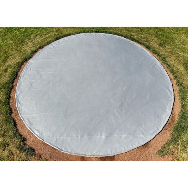 FieldSaver 30' Round Vinyl Weighted Spot Cover for Baseball and Softball Fields (Silver/White)