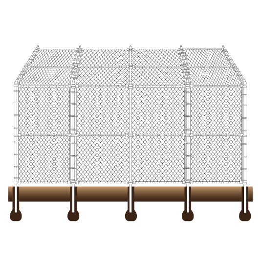 Baseball and Softball Field Steel Backstop Kit - 15' High x 20' Wide x 10' Wings with Canopy (Galvanized) - Example Shown (Not To Scale)