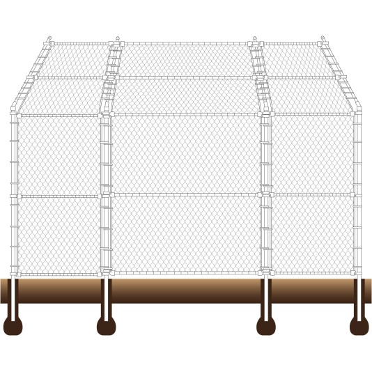 Baseball Fence Backstop Kit 10' High x 10' Wide x 10' Wings with Canopy - Image Drawing Shown As Example