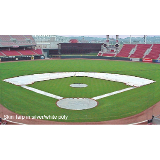 FieldSaver 2 Piece Arched Infield Skin and Baseline Tarp Set For Baseball Fields (Silver/Black)