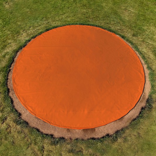 FieldSaver Endurcoat 10' Round Rain Spot Cover with 5 Stakes (18 oz Vinyl)  Orange