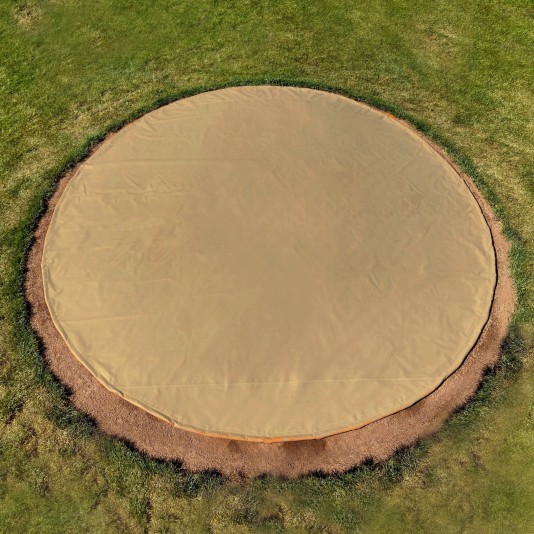 FieldSaver Endurcoat 10' Round Rain Spot Cover with 5 Stakes (18 oz Vinyl)  Tan