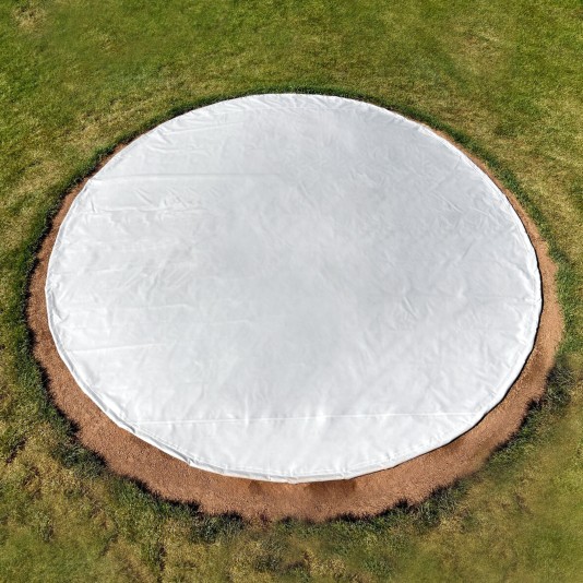 FieldSaver Endurcoat 10' Round Rain Spot Cover with 5 Stakes (18 oz Vinyl)  White