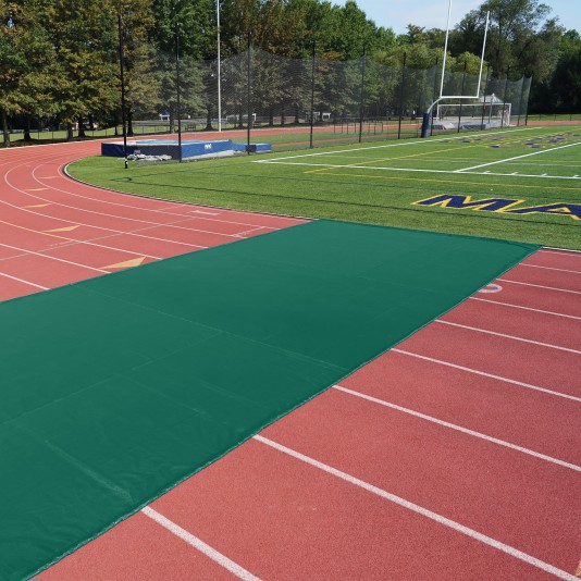 FieldSaver Weighted Track Protector 30' x 50' with Weighted Edge (16 oz ArmorMesh) Dark Green