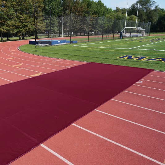FieldSaver Weighted Track Protector 30' x 50' with Weighted Edge (16 oz ArmorMesh) Maroon