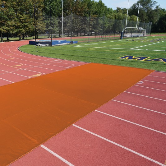 FieldSaver Weighted Track Protector 30' x 50' with Weighted Edge (16 oz ArmorMesh) Orange