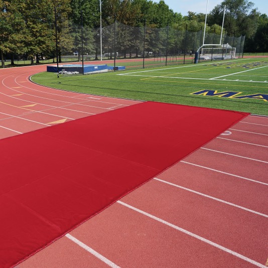 FieldSaver Weighted Track Protector 30' x 50' with Weighted Edge (16 oz ArmorMesh) Red