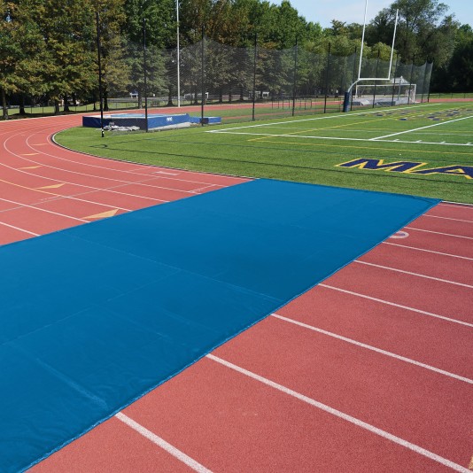 FieldSaver Weighted Track Protector 30' x 50' with Weighted Edge (16 oz ArmorMesh) Royal Blue