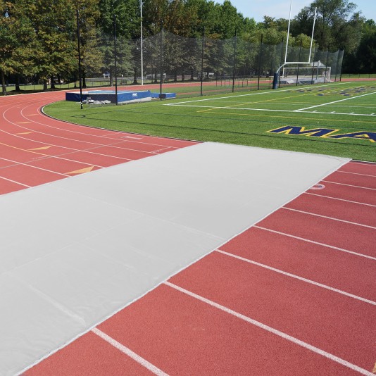 FieldSaver Weighted Track Protector 30' x 50' with Weighted Edge (16 oz ArmorMesh) White