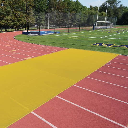 FieldSaver Weighted Track Protector 30' x 50' with Weighted Edge (16 oz ArmorMesh) Yellow