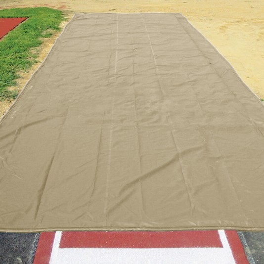 FieldSaver Weighted 18oz Vinyl Long Jump Pit Cover (Sold Per Sq Ft) - Tan