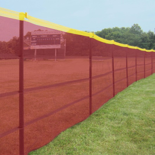 Grand Slam 4' H x 150' Long In-Ground Portable Baseball Outfield Fencing Kit (Loop Style, 5' Pole Interval) - Red