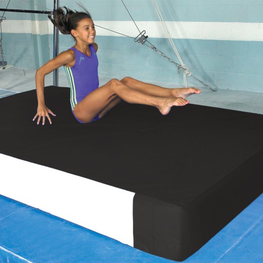 Gymnastic Mats 4' x 7' x 4" Safety Landing Mat with 4" Velcro Flaps (Black)