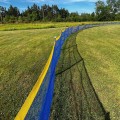 Grand Slam Heavy Duty 4' H x 471' Long In-Ground Portable Baseball Outfield Fencing Kit (Pocket Style, 5' Pole Interval) - Blue